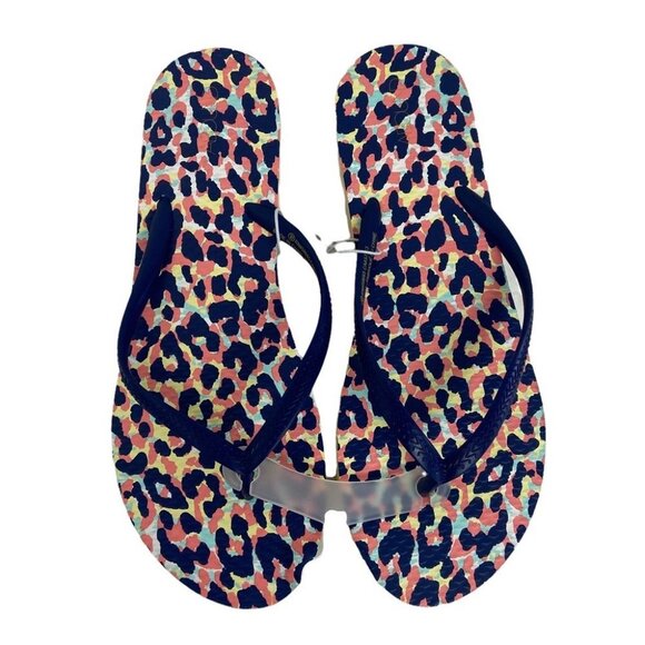 NEW Nordstrom Abound Leyo Flip Flops Leopard Print Pink Size 10 Sandals Blue - Picture 4 of 10